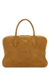 Ferragamo Camel Suede Medium Handbag In Brown