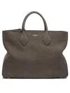 Ferragamo Large Leather Tote Bag In Grey