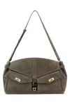 Ferragamo Adjustable Strap Suede Shoulder Bag In Grey