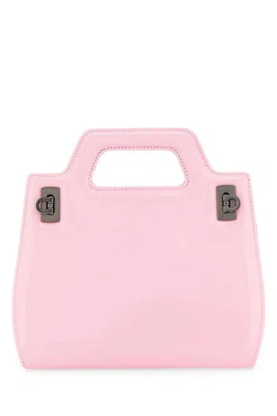 Ferragamo Sleek Mini Tote With Detachable Strap In Bubble Gum
