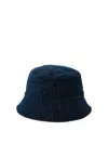 Ferragamo Patterned Textured Wide Brim Hats In Blue