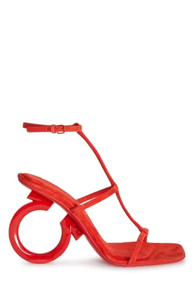 Ferragamo Clasp High-heeled Sandals In Red