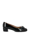 Ferragamo Vara Bow-embellished Patent-leather Pumps In Black
