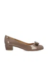Ferragamo Vara Bow Patent Leather Pumps In Caraway Seed