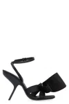 Ferragamo Asymmetric-bow Satin Sandals In Black