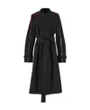 Ferragamo Poplin Trench Coat With Contrasting Inserts In Black