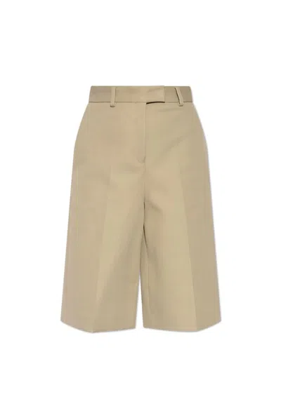 Ferragamo Salvatore  High Waist Tailored Shorts In Beige