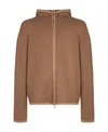 Ferragamo Hooded Zip-up Cardigan Long Sleeves In Brown