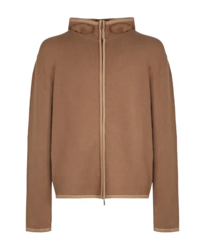 FERRAGAMO SALVATORE FERRAGAMO HOODED KNITTED ZIP-UP CARDIGAN