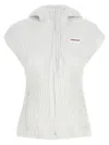Ferragamo Hooded Vest Sleeveless Elastic Waistband In White