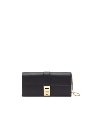 Ferragamo Salvatore  Hug Chain-linked Wallet In Black