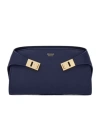 Ferragamo Structured Silhouette Top Handle Gold-tone Hardware In Blue