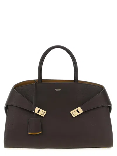 Ferragamo Salvatore  Hug Bicolor Medium Tote Bag In Black