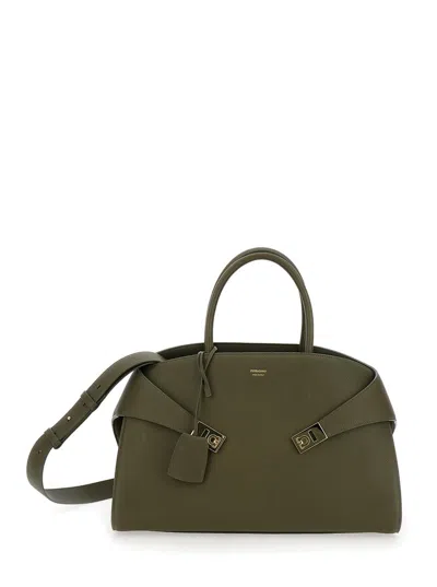 Ferragamo Medium Hug Shoulder Bag In Green