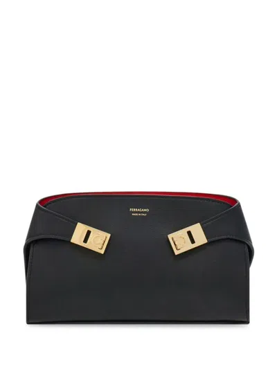 Ferragamo Salvatore  Hug Mini Bicolor Crossbody Bags In Black