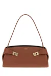 Ferragamo Hug East-west Small Leather Shoulder Bag In Brown