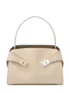 Ferragamo Medium Hug Leather Top Handle Bag In Beige