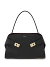 Ferragamo Structured Shoulder Bag Top Handle In Black