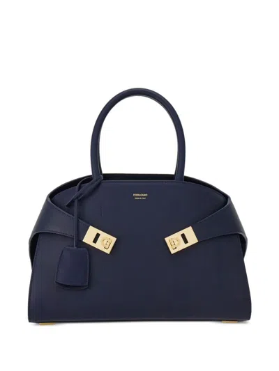 FERRAGAMO SALVATORE FERRAGAMO HUG SMALL LEAHTER TOTE BAG