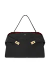 Ferragamo Black Hug Soft Bicolor Shoulder Bag In Black
