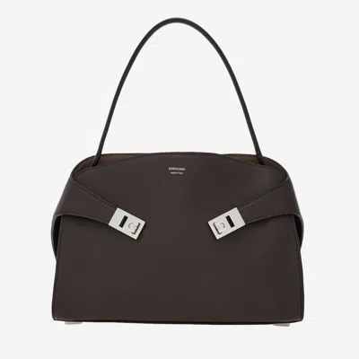 Ferragamo Salvatore  Hug Soft Leather Shoulder Bag In Brown