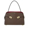 Ferragamo Hug Grey Shoulder Bag With Logo Printed On Front In Leather Woman In Brown