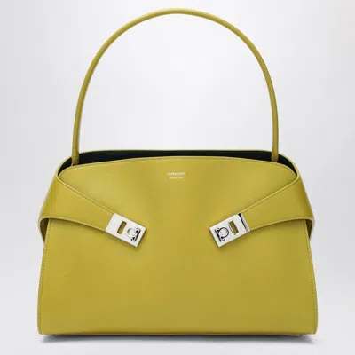 Ferragamo Salvatore  Hug Soft M Bag In Lime/moss In Orange