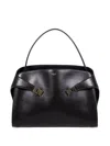 Ferragamo Maxi Grain Bicolor Structured Shoulder Bag In Brown