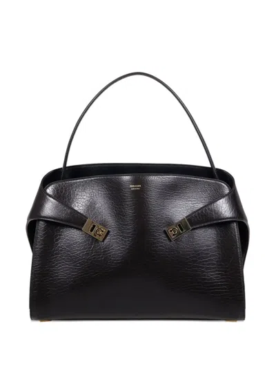 FERRAGAMO SALVATORE FERRAGAMO HUG SOFT TWO-TONE LARGE SHOULDER BAGS