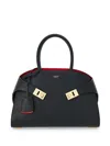 Ferragamo Women Hug Small Leahter Tote Bag In Black