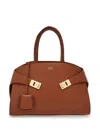Ferragamo Small The Hug Leather Tote Bag In Brown