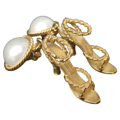 Pre-owned Ferragamo Salvatore  Italian Dangling Shoe Clip On Statement Earrings C 1980s In Multi