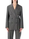Ferragamo Herringbone Jacket With Chest And Flap Pockets In Gray