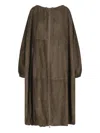 Ferragamo Suede Overcoat With Elastic Hem And Side Pockets