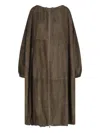 Ferragamo Suede Overcoat With Elastic Hem And Side Pockets