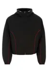 Ferragamo Contrast-piping Drawstring Lightweight Jacket In Black