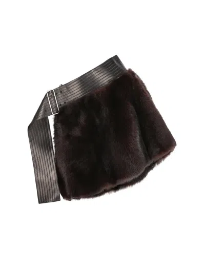 Ferragamo Belted Shearling Cape In Brown