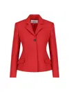 Ferragamo Wool Blazer With Chest Pocket And Structured Shoulders In Red