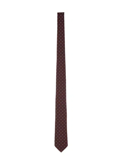 Ferragamo Slim Patterned Neckwear Collection For Men In Brown