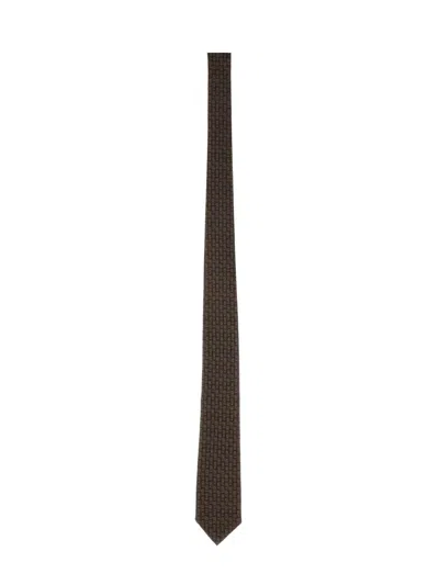 Ferragamo Jacquard Tie In Brown