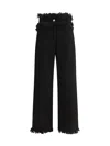Ferragamo Black Fringed Straight-leg Jeans In Black