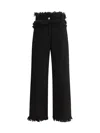 Ferragamo Frayed High-rise Straight-leg Pants In Black