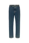 Ferragamo Straight Leg Denim Trousers With Contrast Stitching In Blue