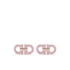 Ferragamo Golden Gancini Crystal Stud Earrings In Pink