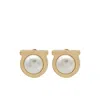 Ferragamo Circular Pearl Earrings With Brass Frame