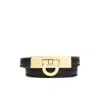 Ferragamo Gancini Black Double Twist Bracelet In Leather Woman In Black
