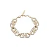 Ferragamo Crystal Embellished Gancini Bracelet In Gold