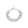 Ferragamo Crystal Embellished Gancini Bracelet In Gold