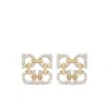 Ferragamo Crystal Embellished Four Gancini Clip On Earrings In Gold