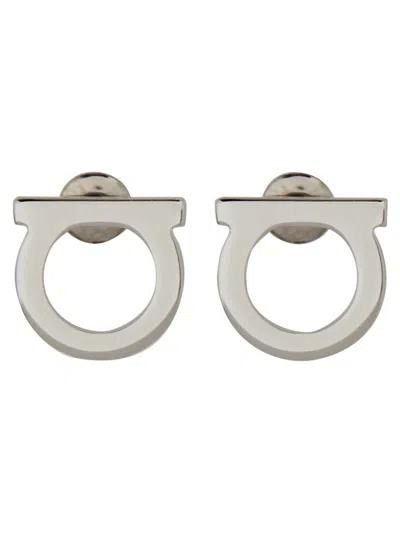 Ferragamo Polished Finish Hook Earrings In Grey